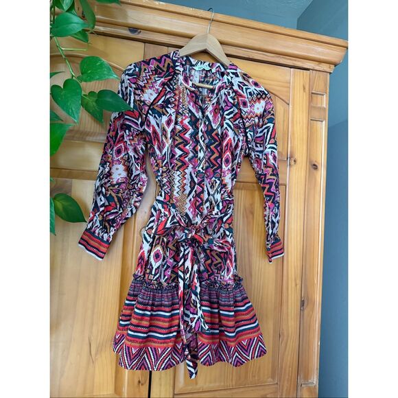 Zara Boho Hippiegeometric Print Mini Dress SZ XS - Picture 5 of 13